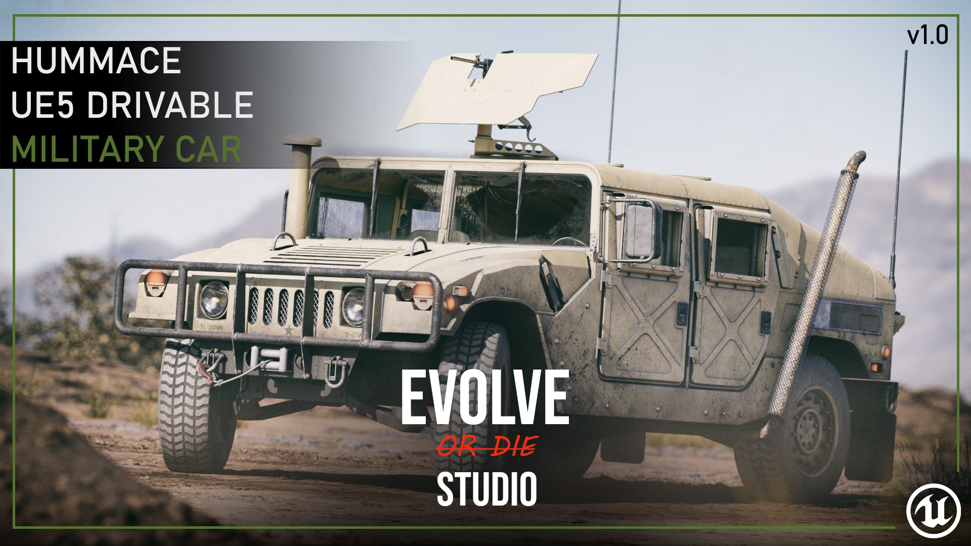 Humvee Drivable Military UE5 Vehicle