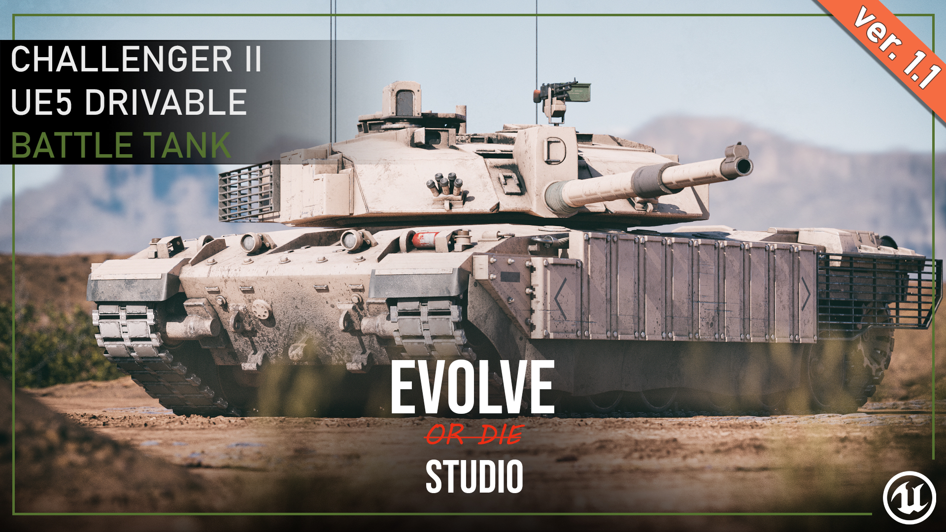 Challenger II Drivable Battle Tank 3D Model