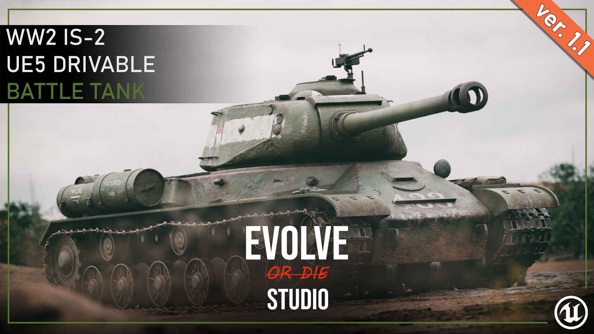 IS2 Drivable Battle Tank 3D model