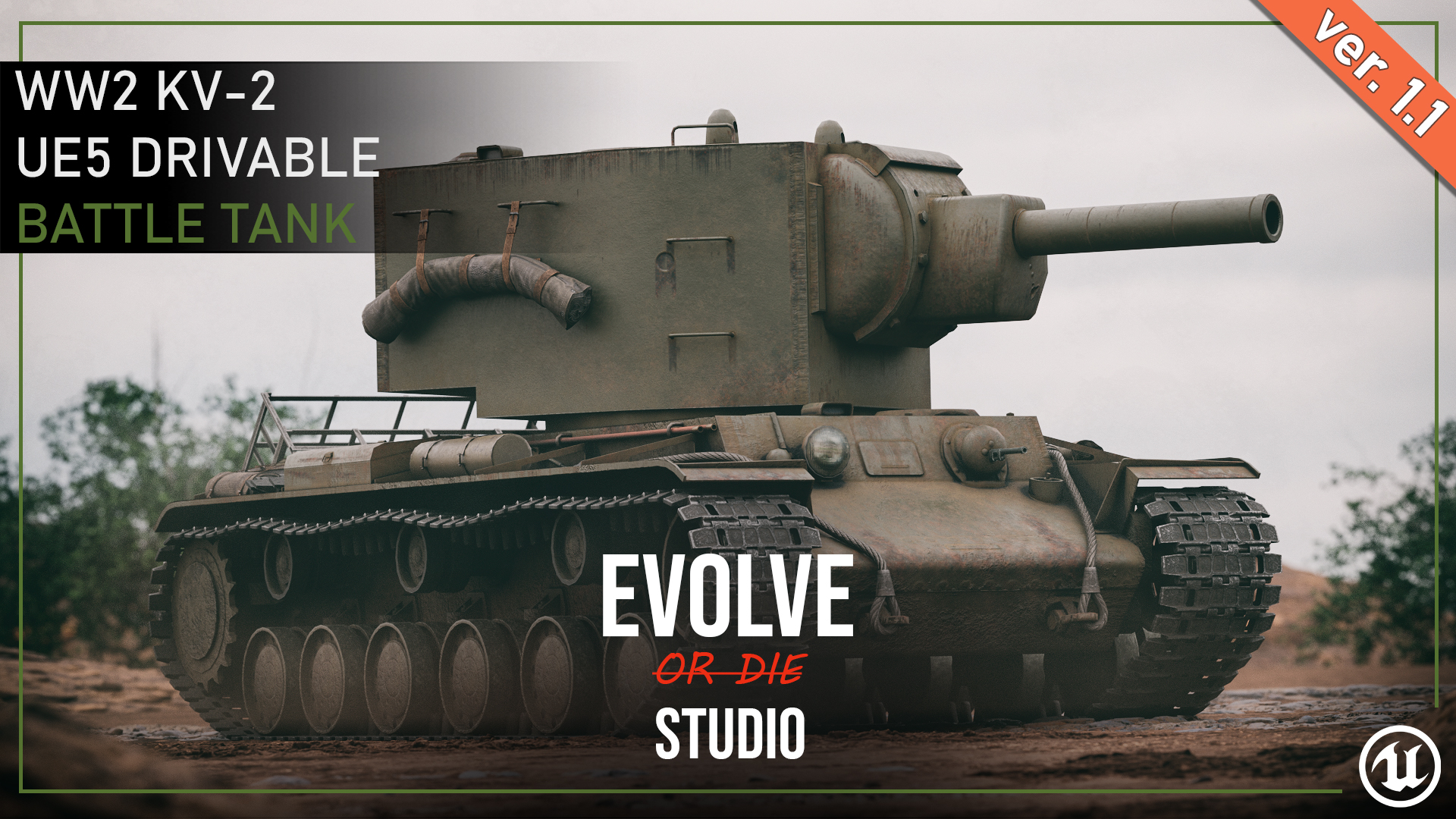 KV-2 Drivable Battle Tank 3D model