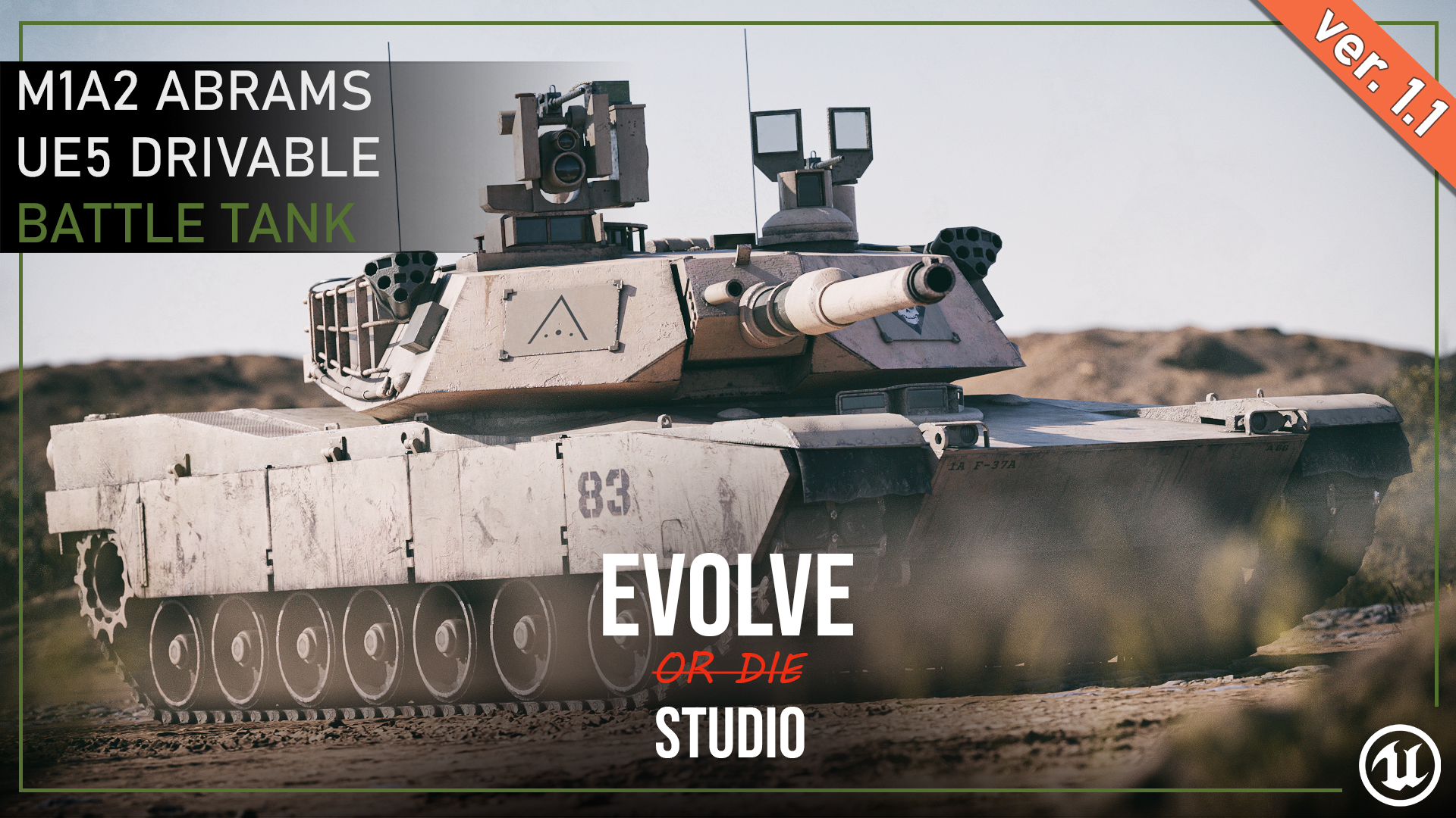 M1A2 Abrams Drivable Battle Tank 3D Model