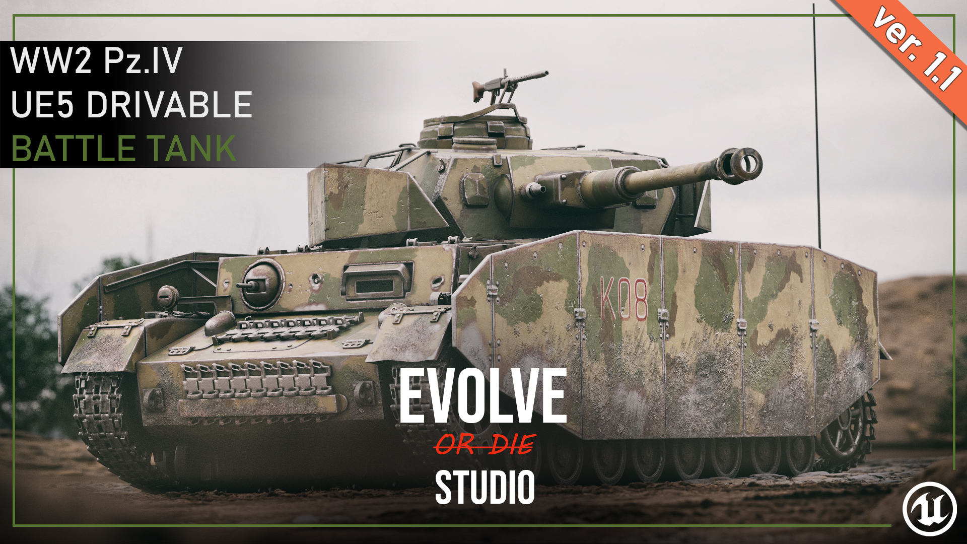 Pz.IV Drivable Battle Tank 3D Model