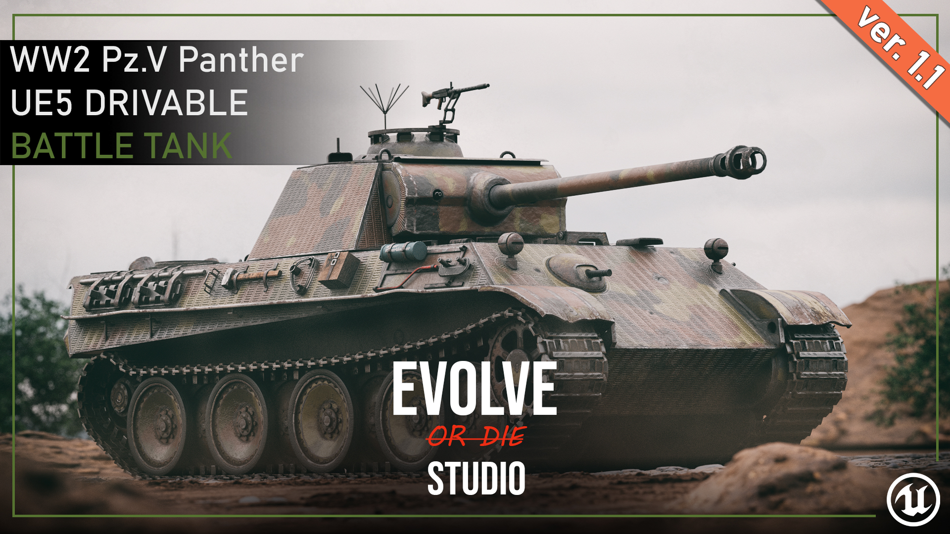 Pz.V Drivable Battle Tank 3D Model