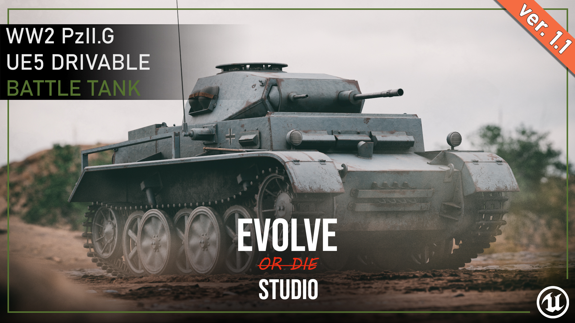 Pz.IIG Drivable Battle Tank 3D Model