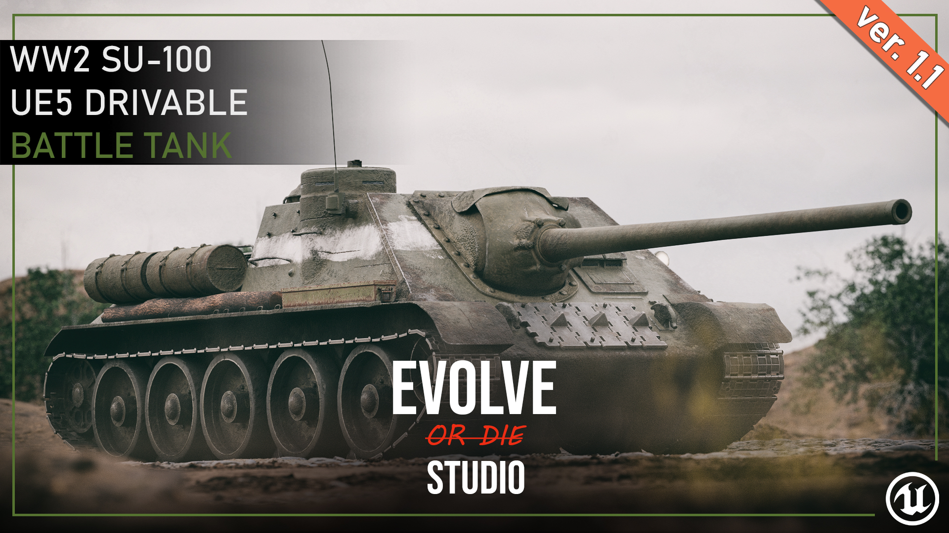 SU-100 Drivable Howitzer 3D Model