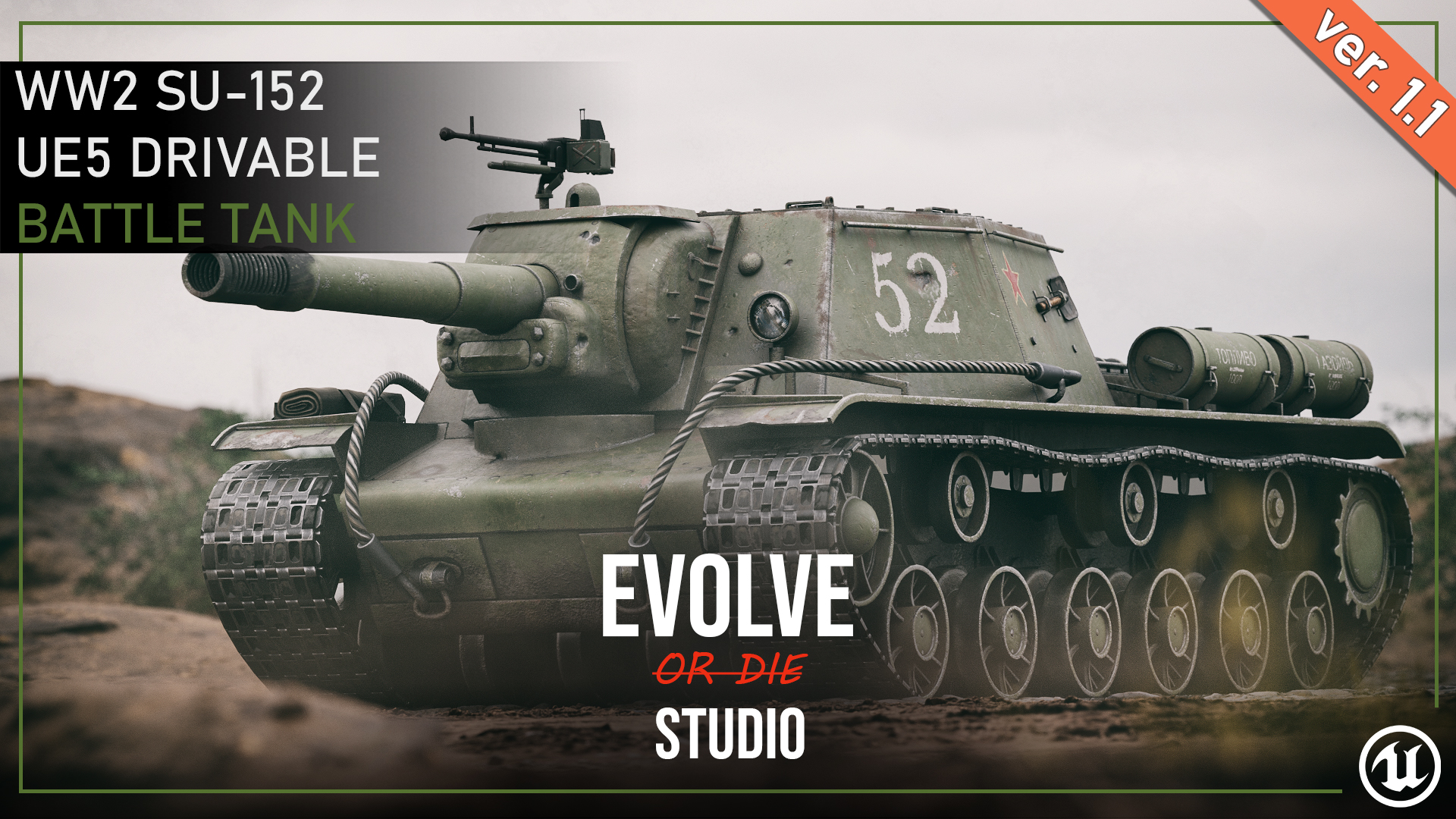 SU-152 Drivable Howitzer 3D Model