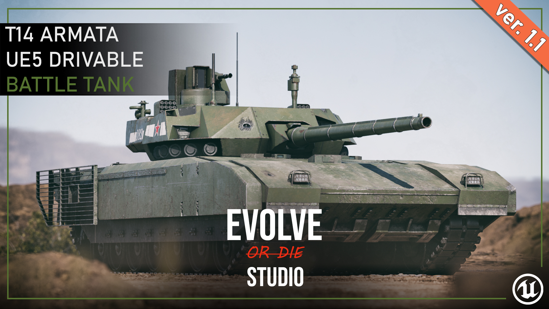 T-14 Armata Drivable Battle Tank 3D model