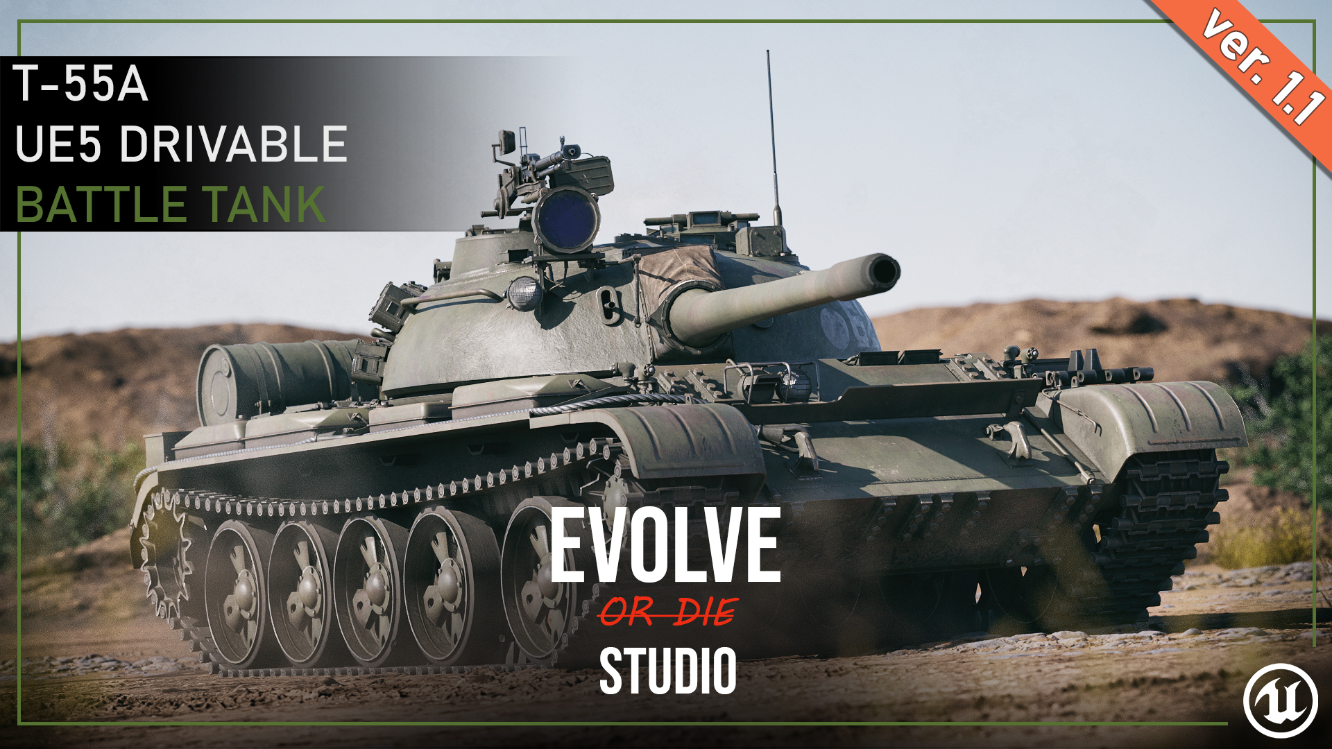 T-55A Drivable Battle Tank 3D model