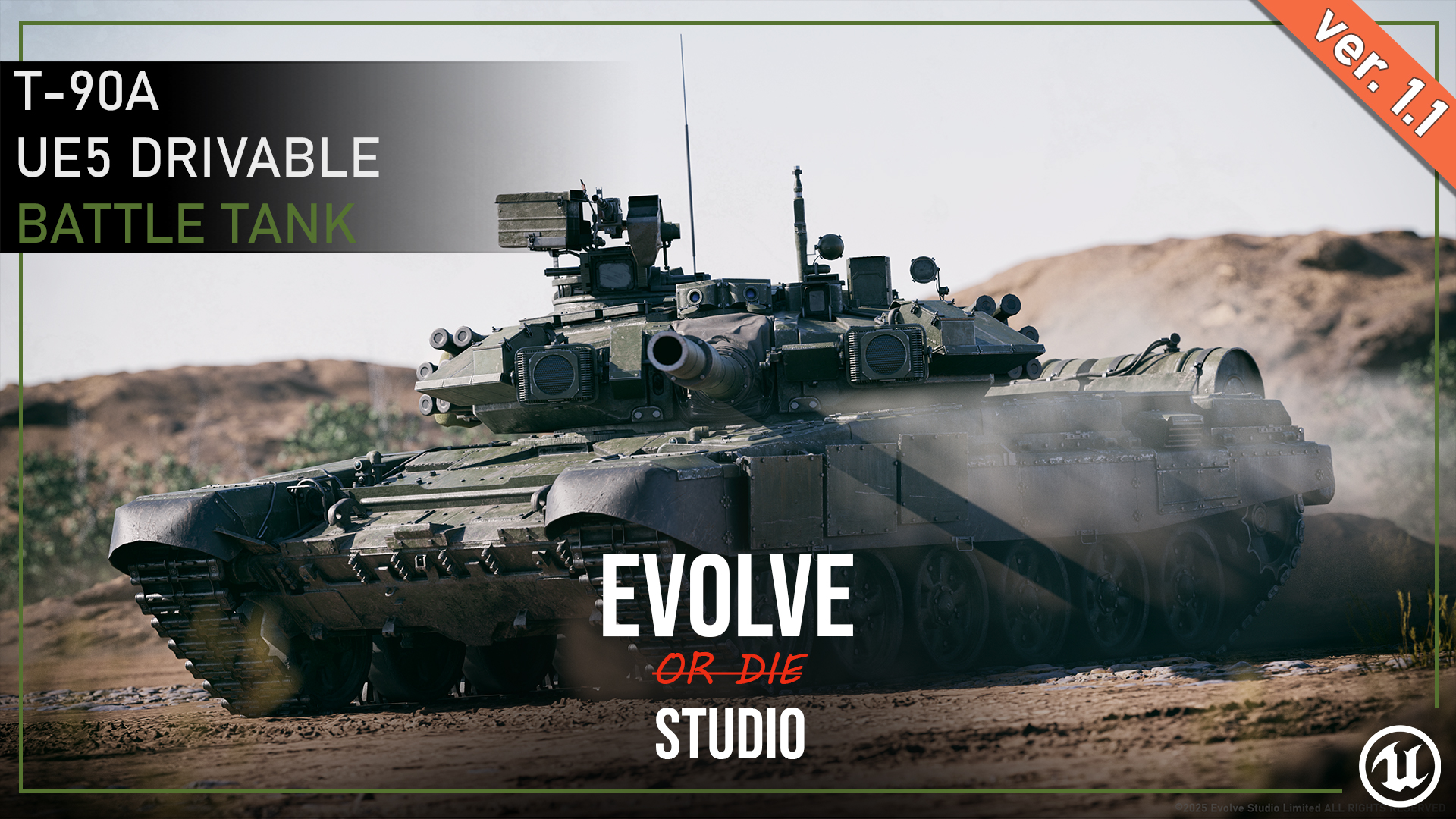 T-90A Drivable Battle Tank 3D model