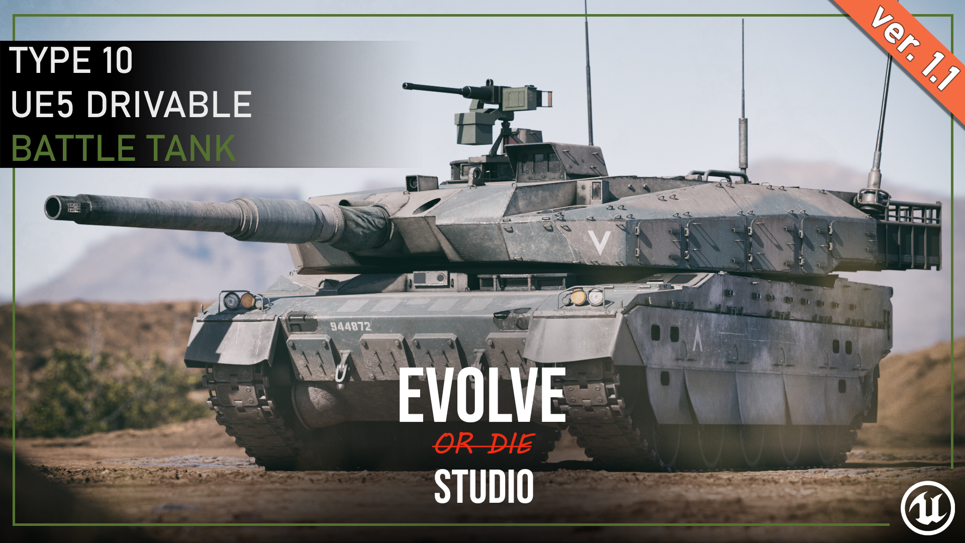 Type 10 Drivable Battle Tank 3D model