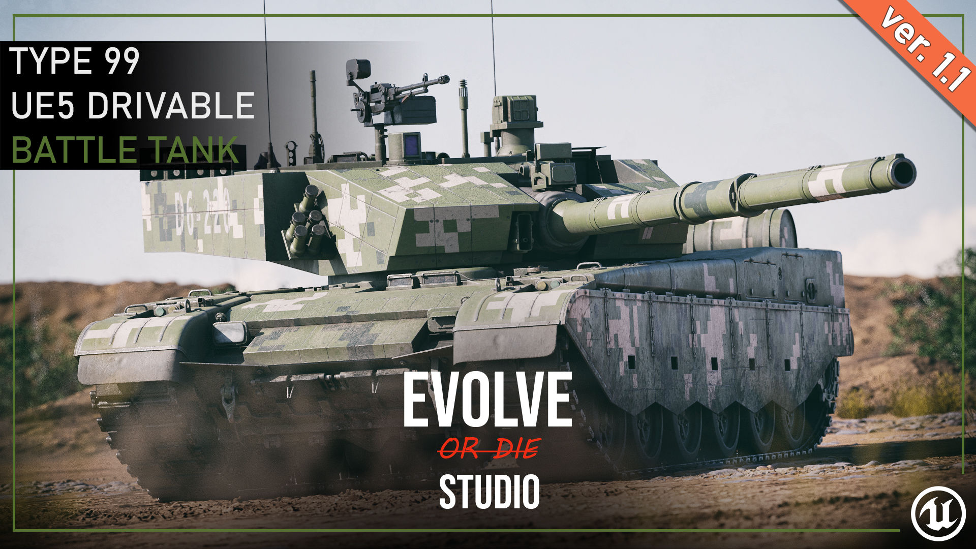 Type 99 Drivable Battle Tank 3D model