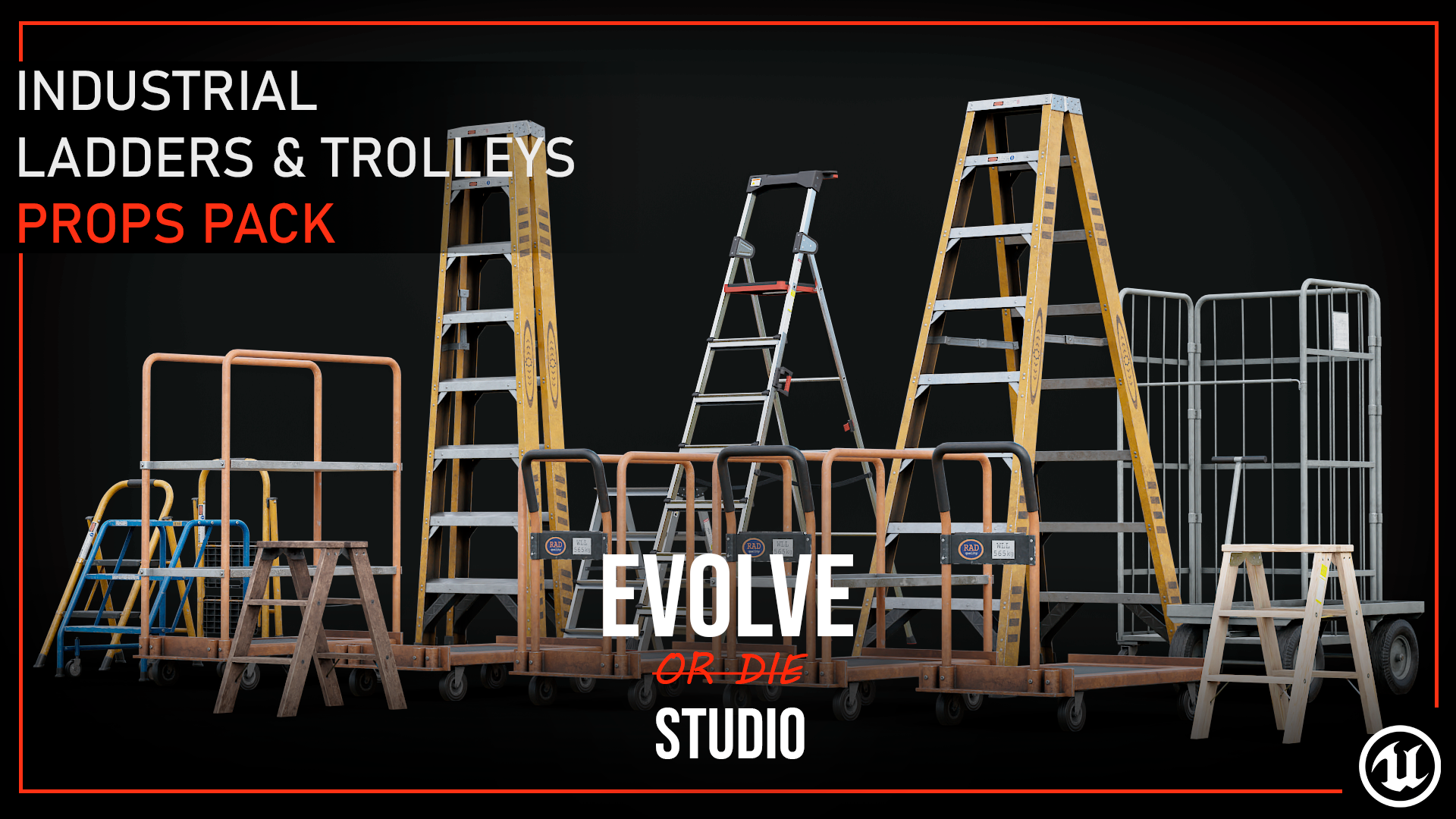Industrial Ladders&Trolleys 3D Models Pack