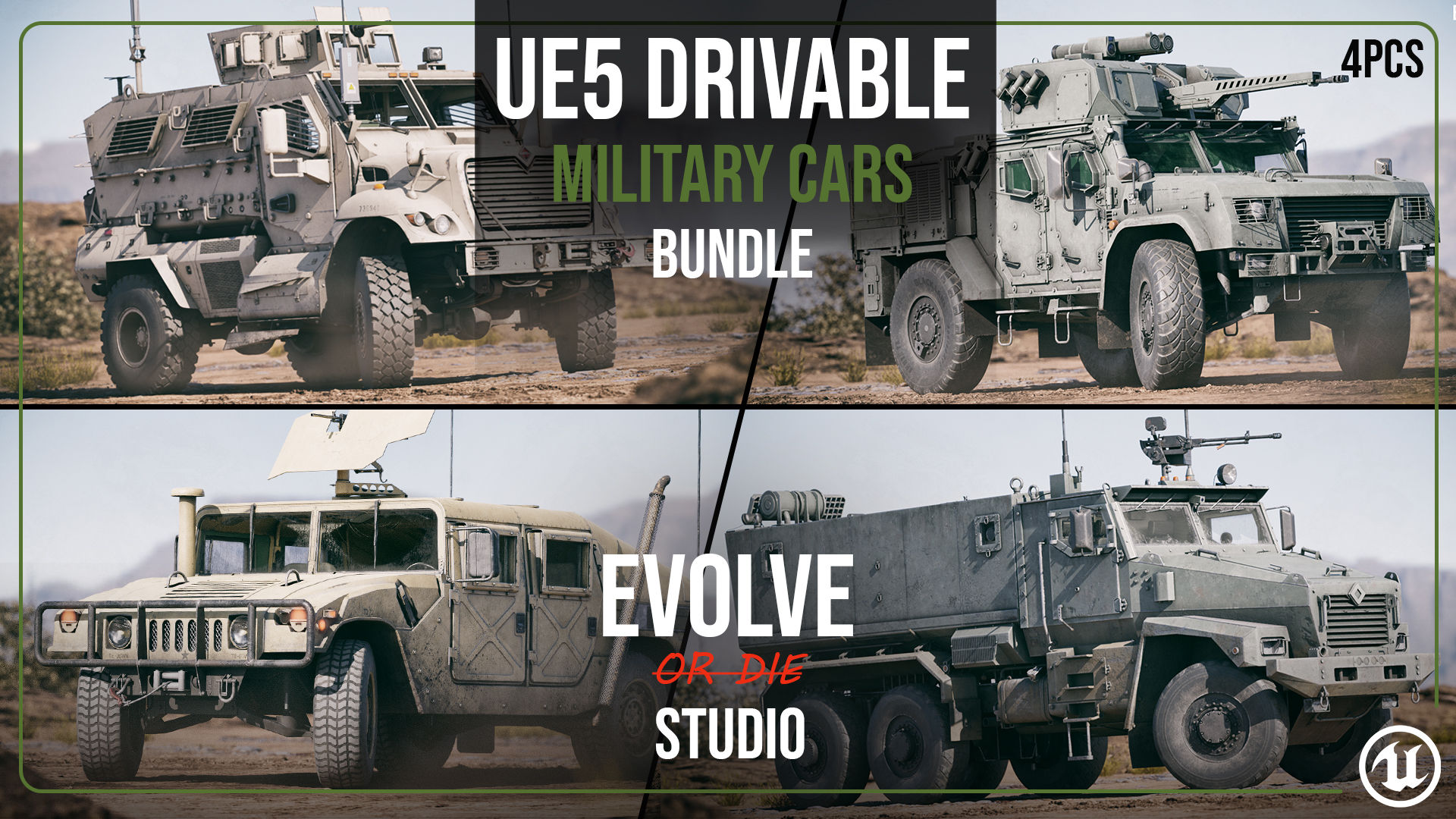 Drivable Military Cars Bundle 01